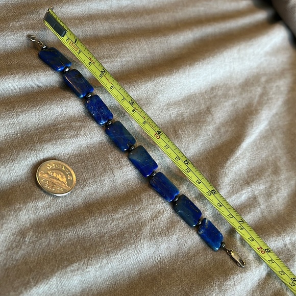 Handcrafted Lapis bracelet with sterling clasp - Picture 3 of 4